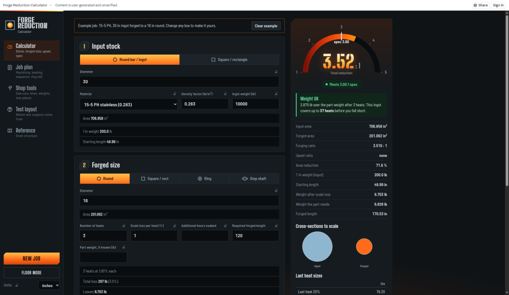Example job results